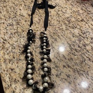 White and black pearl long necklace
